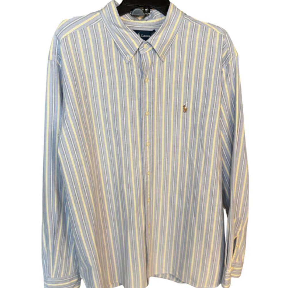 Polo Ralph Lauren Classic Fit Button-Down Shirt XXL – Blue Yellow Striped
